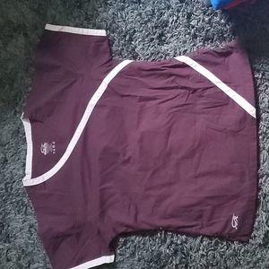 Iguana Med women's Scrub Top, XS, burgandy/pink